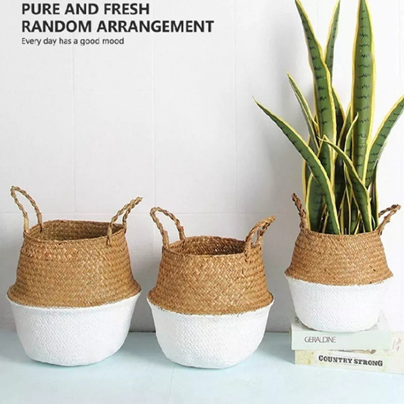 Handmade Woven Seagrass Storage Basket – Natural, Foldable & Versatile