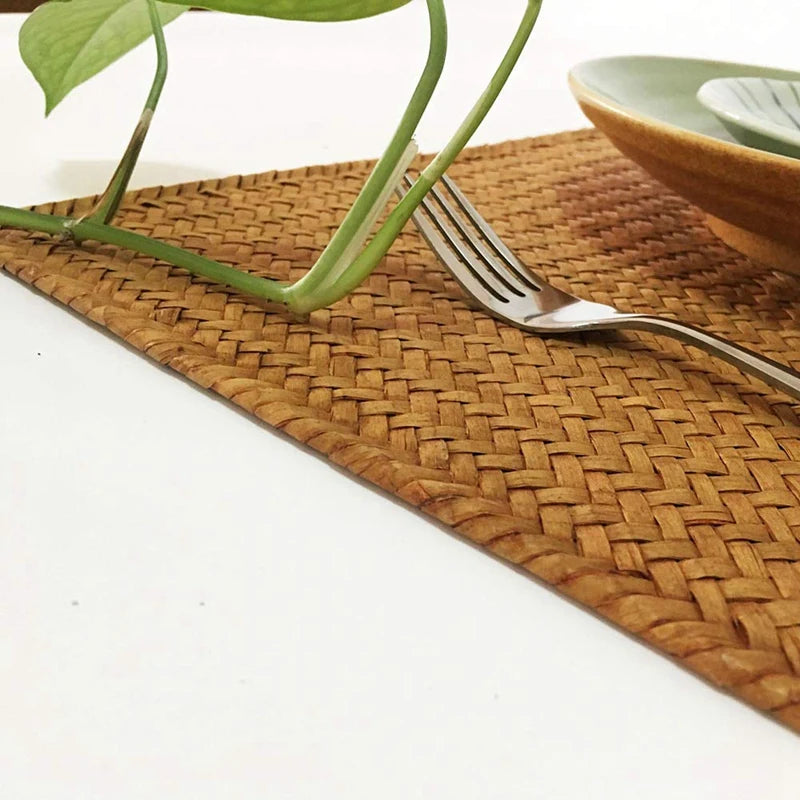 Handwoven Seagrass & Rattan Placemats – Set of 4