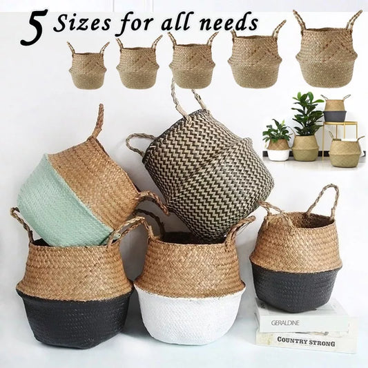 Handmade Woven Seagrass Storage Basket – Natural, Foldable & Versatile