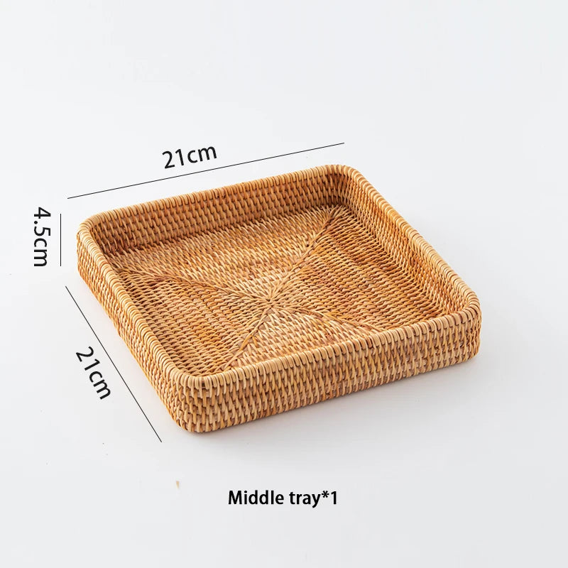 Natural Rattan Serving Tray – Wicker Bread & Fruit Basket