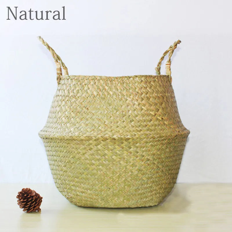 Handmade Woven Seagrass Storage Basket – Natural, Foldable & Versatile