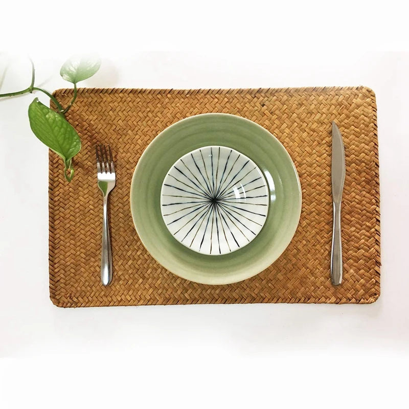 Handwoven Seagrass & Rattan Placemats – Set of 4