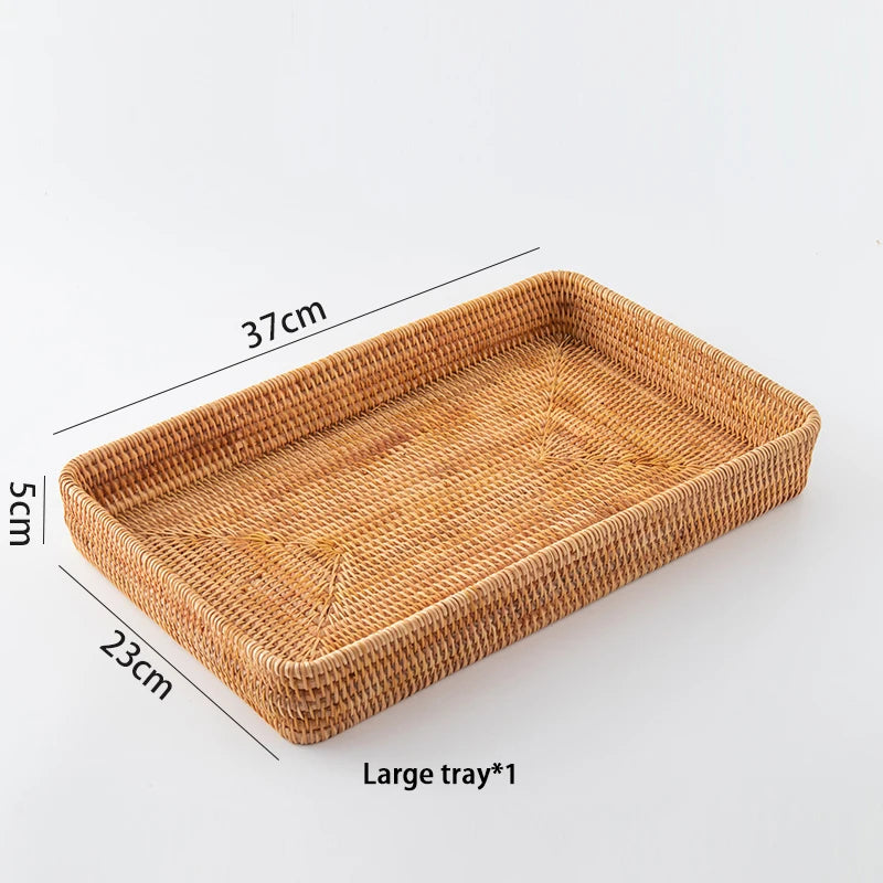 Natural Rattan Serving Tray – Wicker Bread & Fruit Basket