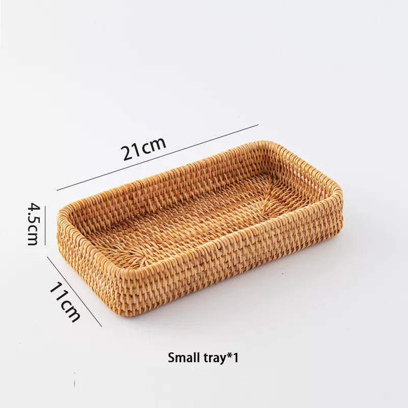 Natural Rattan Serving Tray – Wicker Bread & Fruit Basket