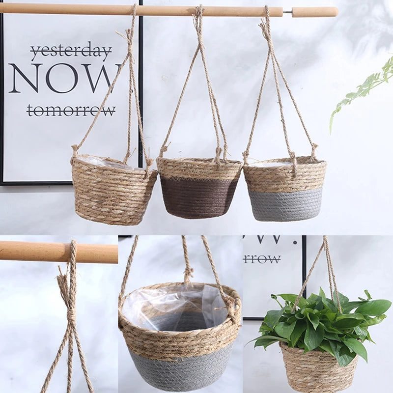 Rattan Woven Hanging Basket – Natural, Minimalist Plant Holder