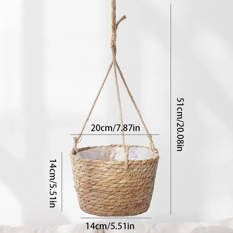 Rattan Woven Hanging Basket – Natural, Minimalist Plant Holder