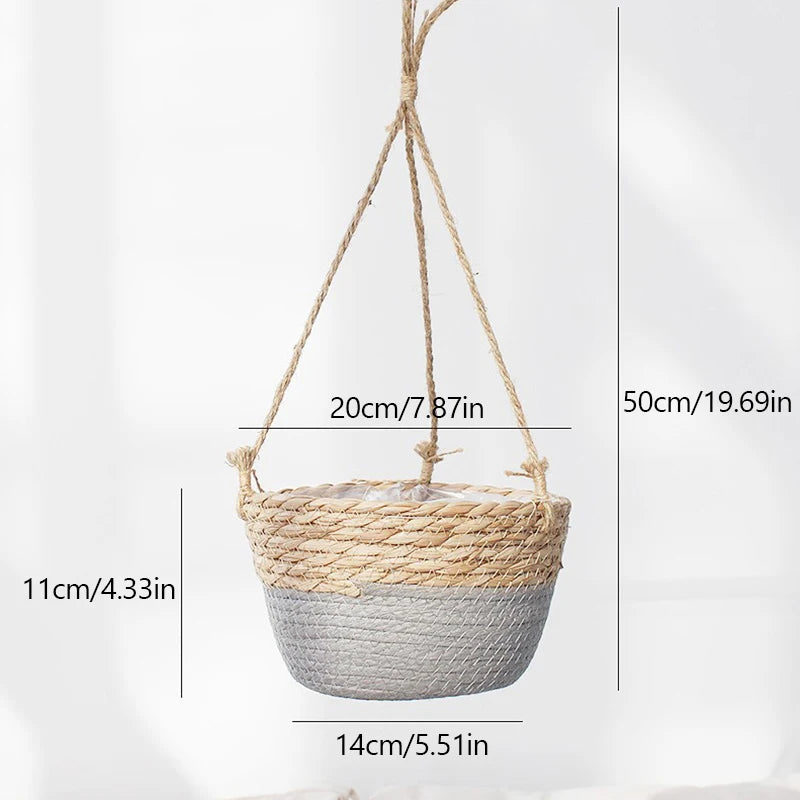 Rattan Woven Hanging Basket – Natural, Minimalist Plant Holder