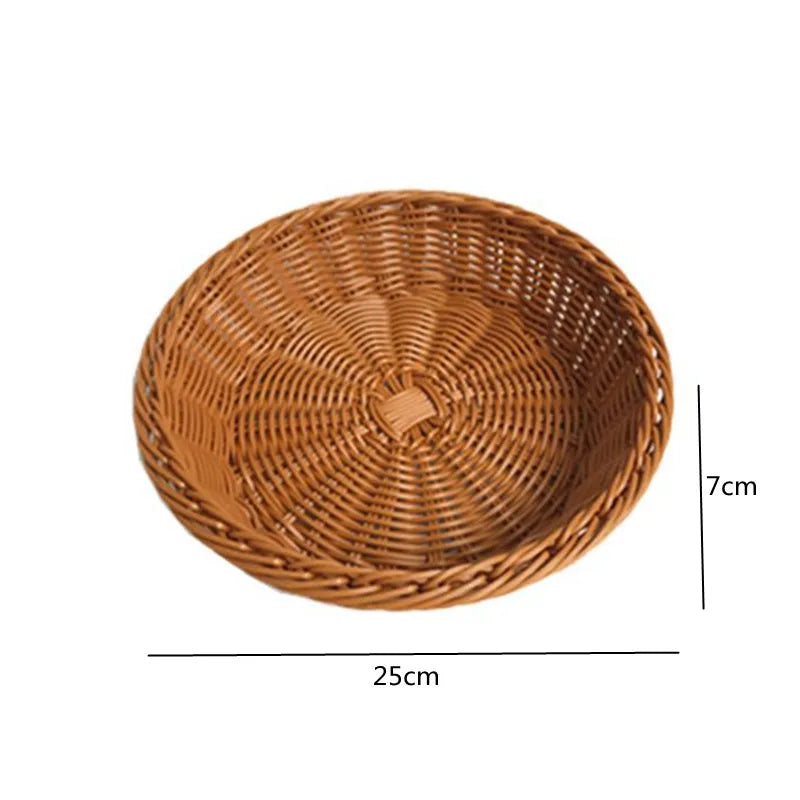 Oval Rattan Woven Serving Basket – Handmade Wicker Bread & Fruit Tray