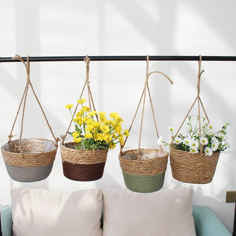 Rattan Woven Hanging Basket – Natural, Minimalist Plant Holder