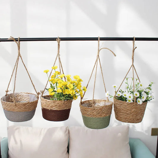 Rattan Woven Hanging Basket – Natural, Minimalist Plant Holder