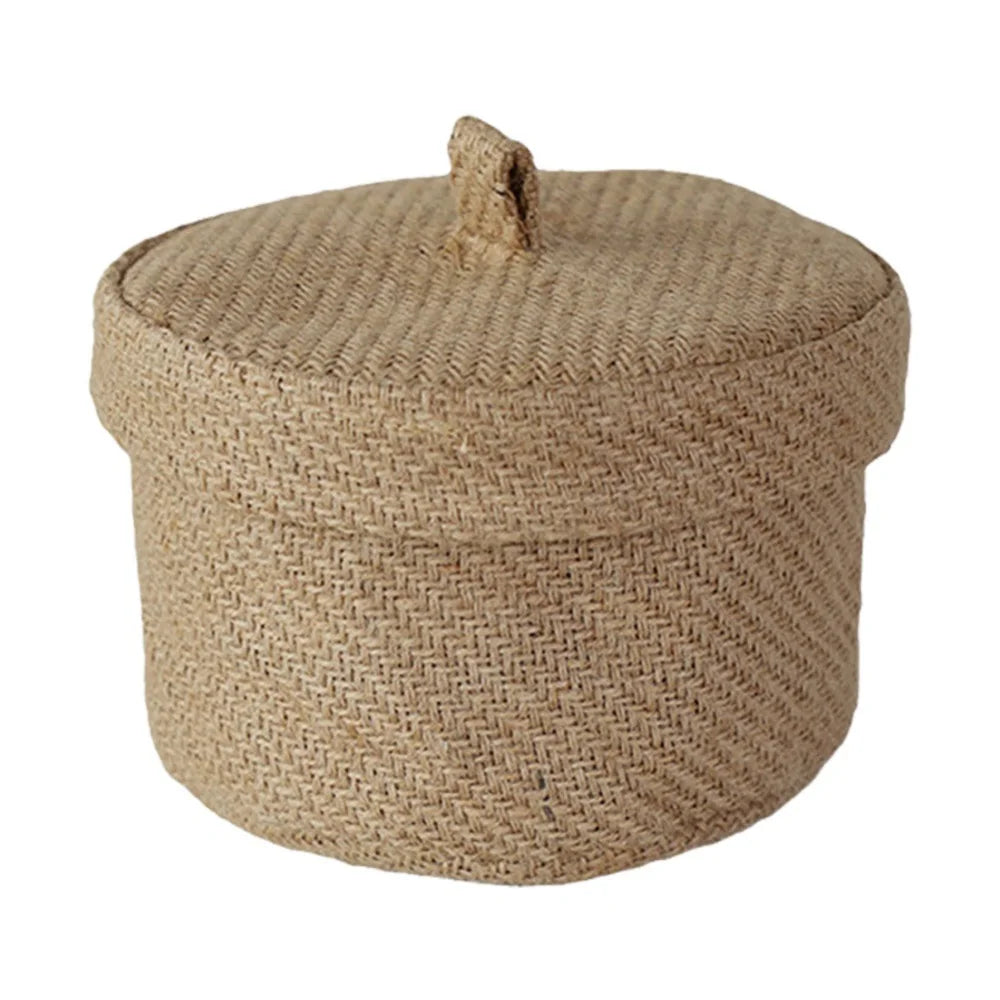 Handwoven Jute & Seagrass Storage Basket with Lid – Natural & Stylish