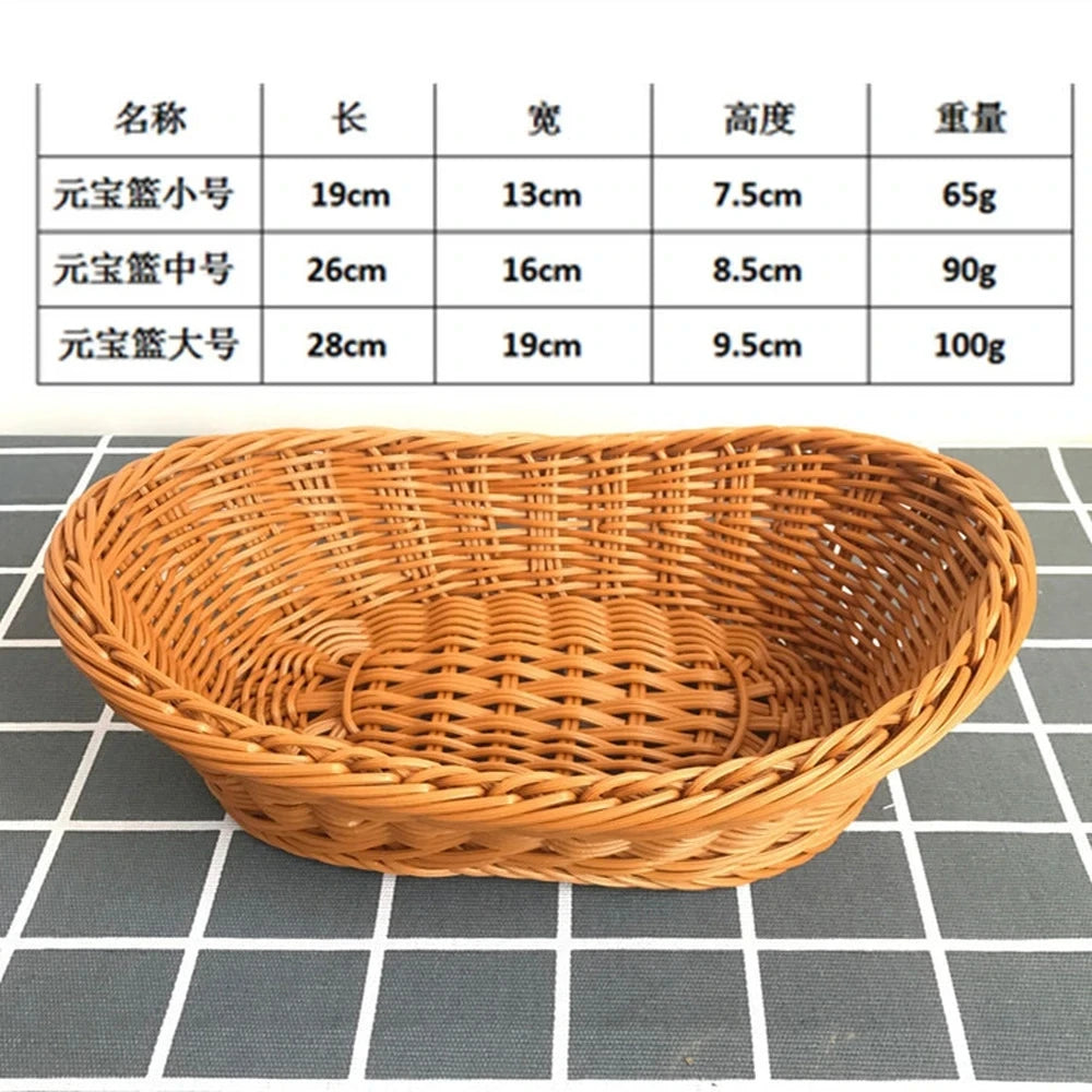 Oval Rattan Woven Serving Basket – Handmade Wicker Bread & Fruit Tray