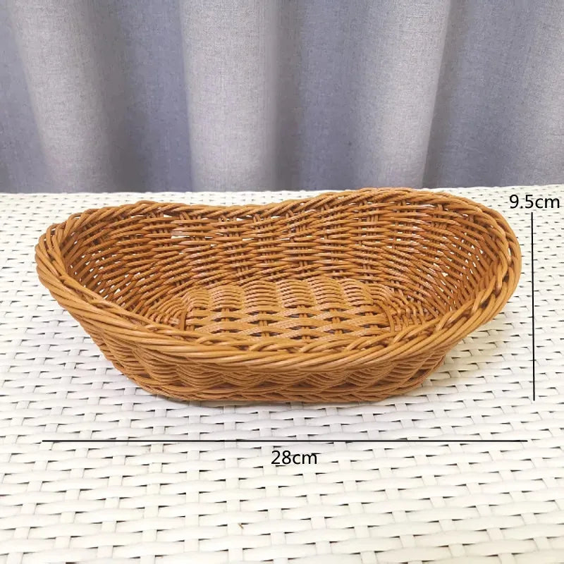 Oval Rattan Woven Serving Basket – Handmade Wicker Bread & Fruit Tray