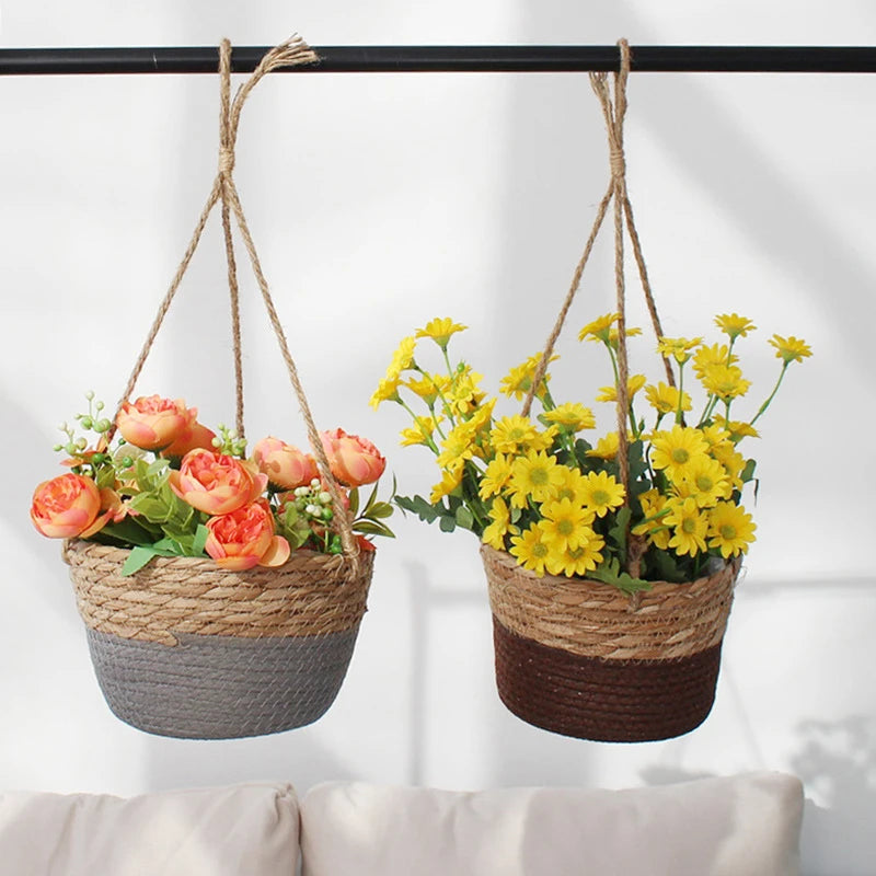 Rattan Woven Hanging Basket – Natural, Minimalist Plant Holder