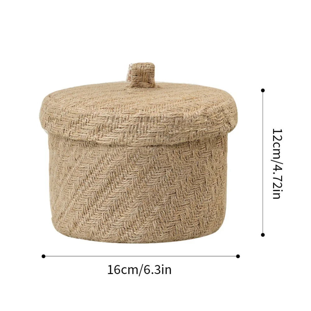 Handwoven Jute & Seagrass Storage Basket with Lid – Natural & Stylish