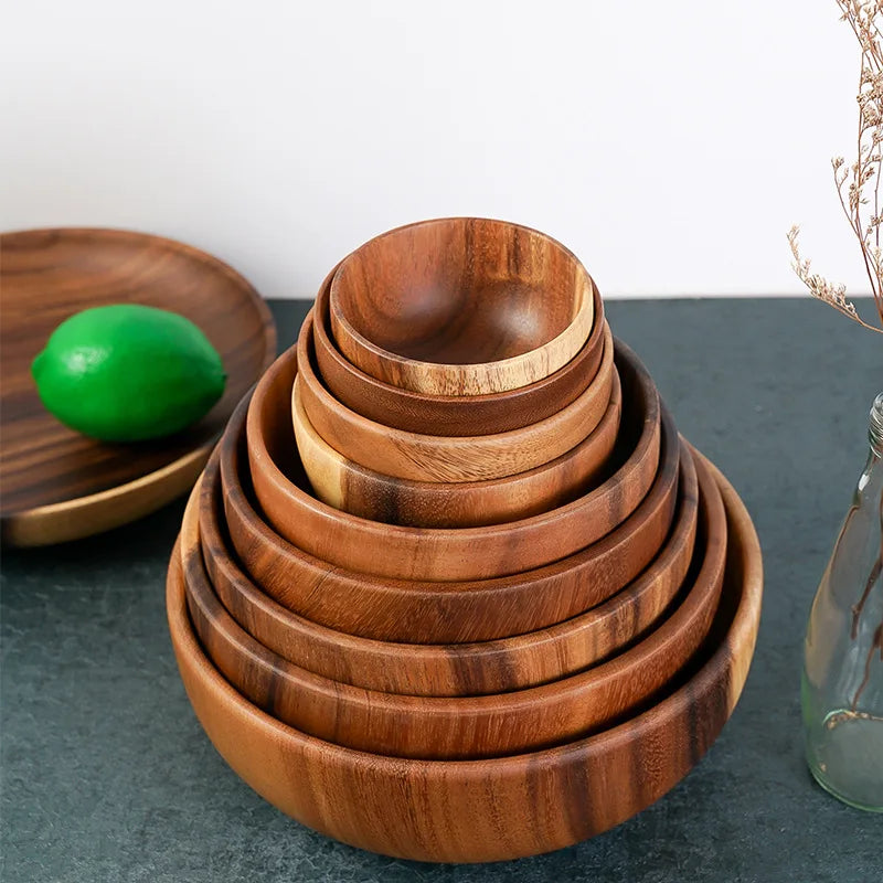 Handcrafted Wooden Bowl – Japanese Minimalist Style for Boho Dining