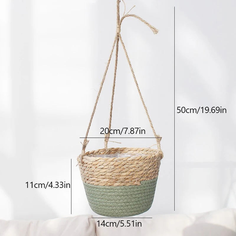 Rattan Woven Hanging Basket – Natural, Minimalist Plant Holder