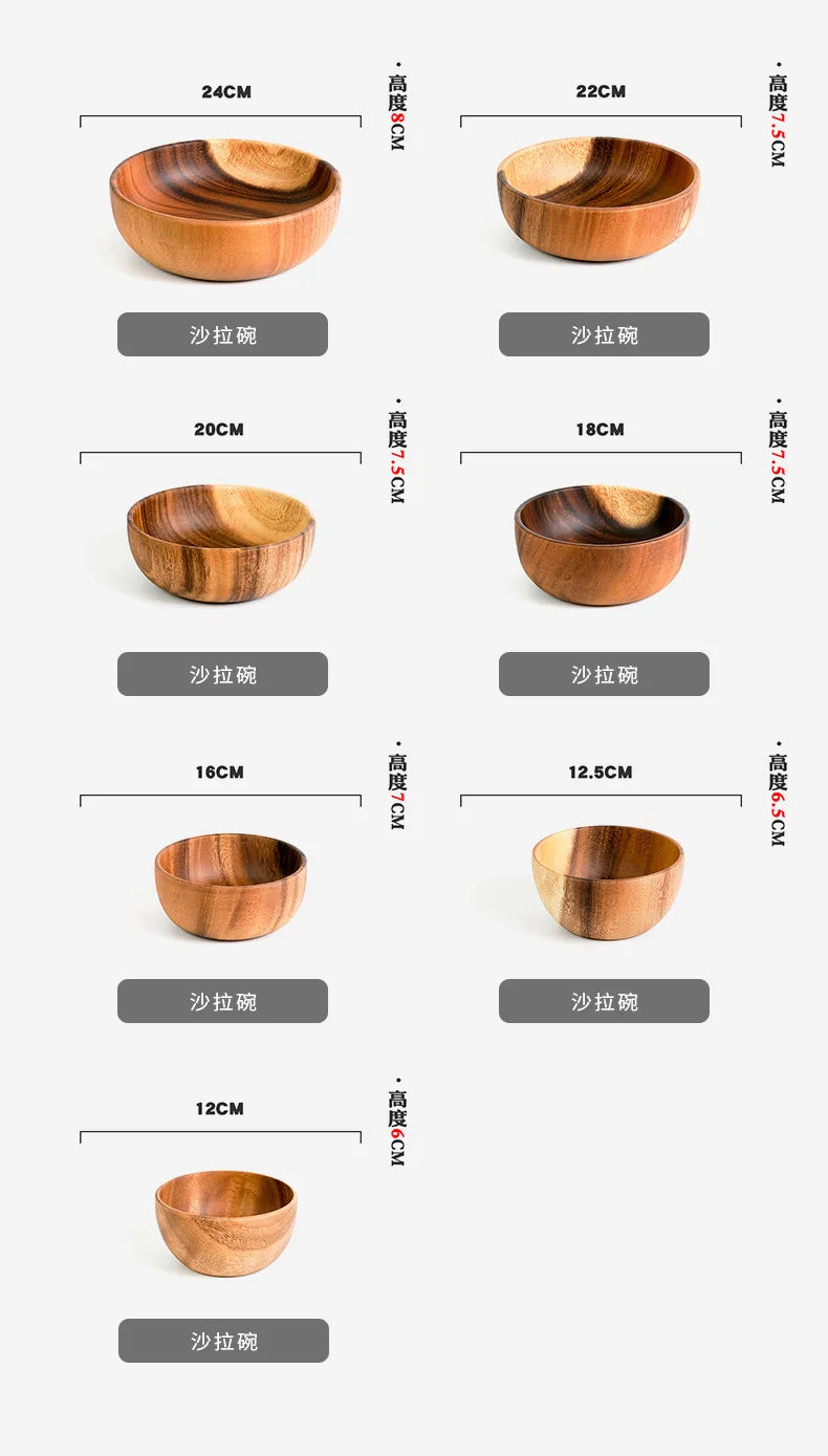 Handcrafted Wooden Bowl – Japanese Minimalist Style for Boho Dining