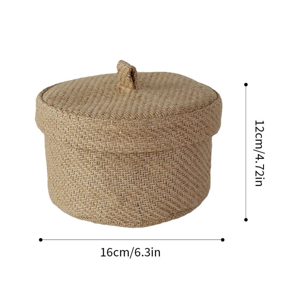 Handwoven Jute & Seagrass Storage Basket with Lid – Natural & Stylish