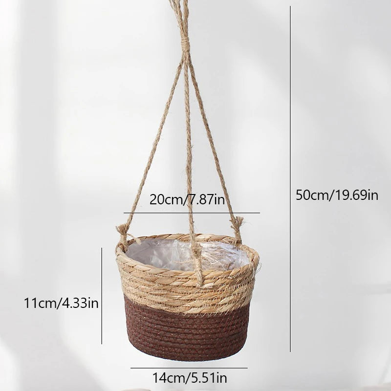 Rattan Woven Hanging Basket – Natural, Minimalist Plant Holder