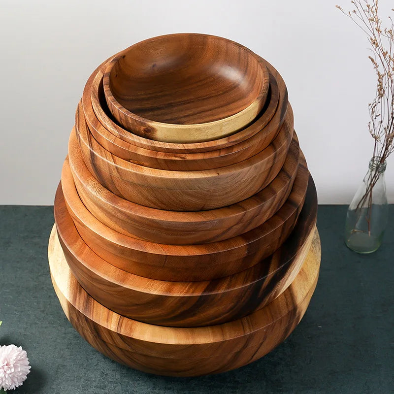 Handcrafted Wooden Bowl – Japanese Minimalist Style for Boho Dining