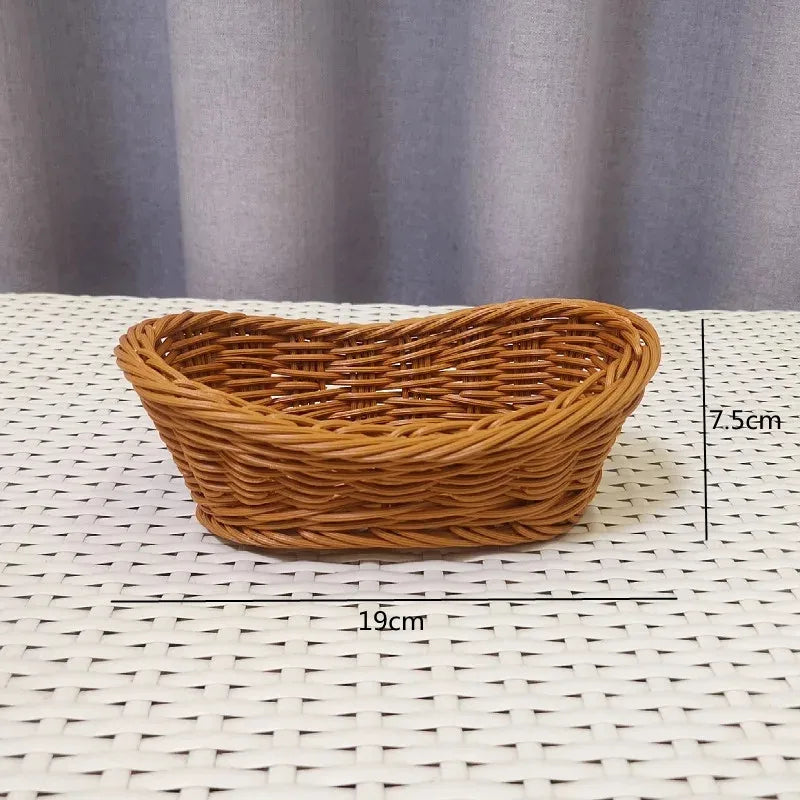 Oval Rattan Woven Serving Basket – Handmade Wicker Bread & Fruit Tray