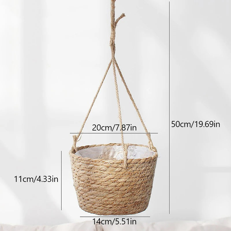 Rattan Woven Hanging Basket – Natural, Minimalist Plant Holder