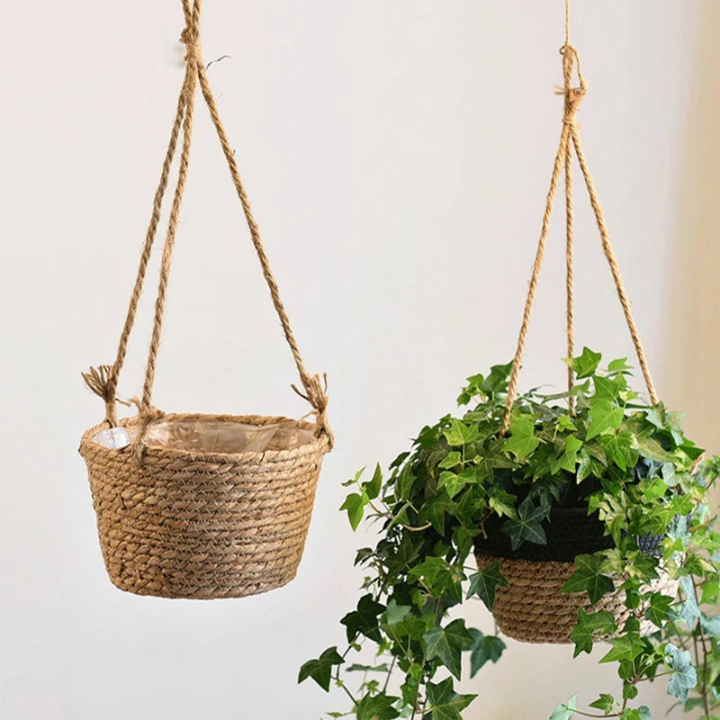 Rattan Woven Hanging Basket – Natural, Minimalist Plant Holder